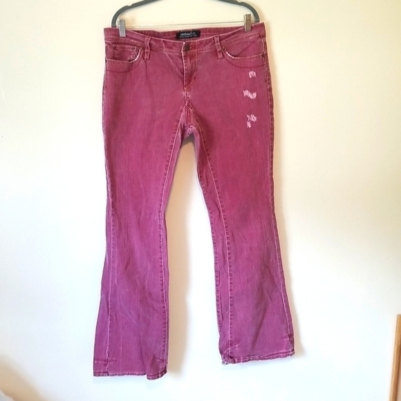 LondonJeans pink women's stretch distressed boot cut jeans size 16 EUC - Picture 1 of 6